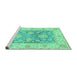 Sideview of Machine Washable Oriental Turquoise Traditional Area Rugs, wshabs3842turq