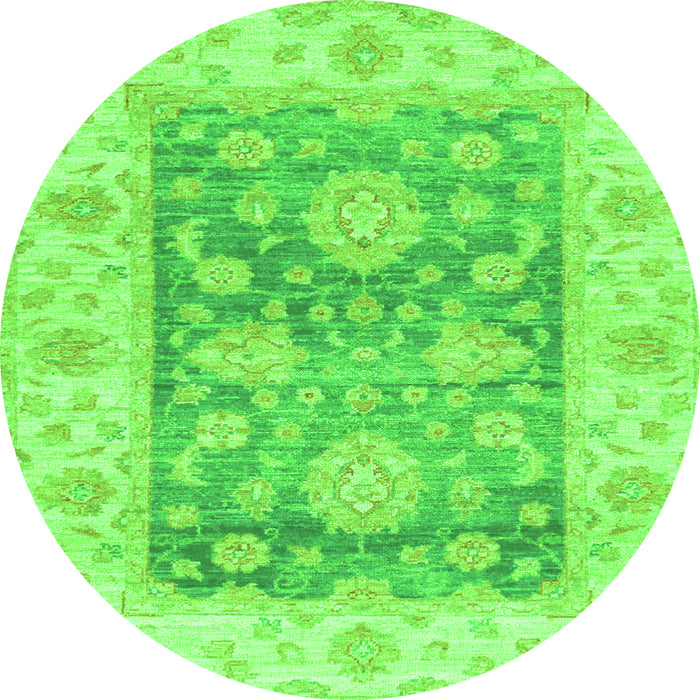 Round Oriental Green Traditional Rug, abs3842grn