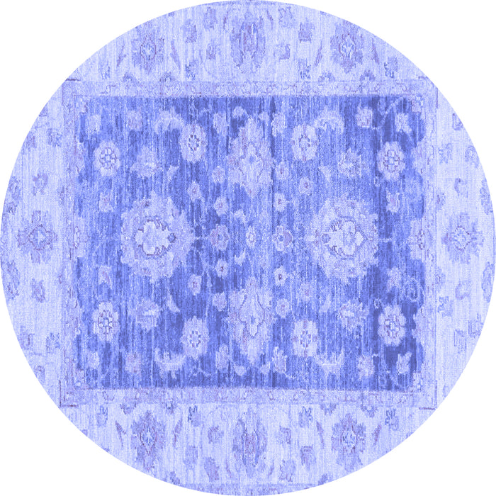 Round Oriental Blue Traditional Rug, abs3842blu