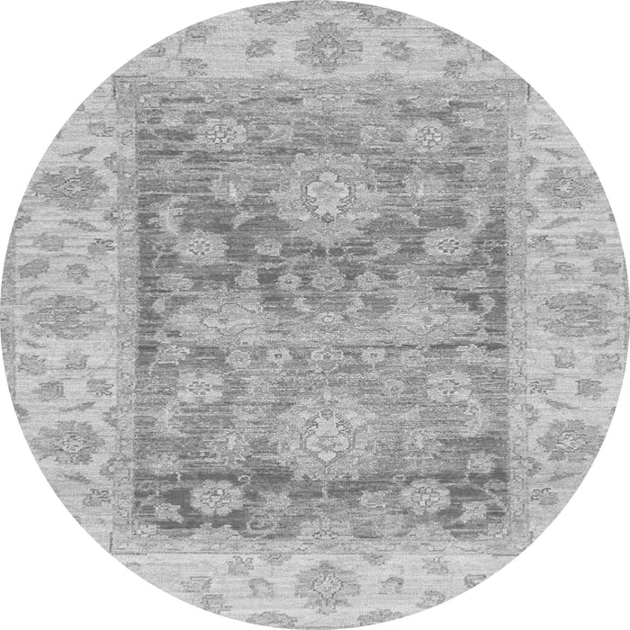Round Machine Washable Oriental Gray Traditional Rug, wshabs3842gry