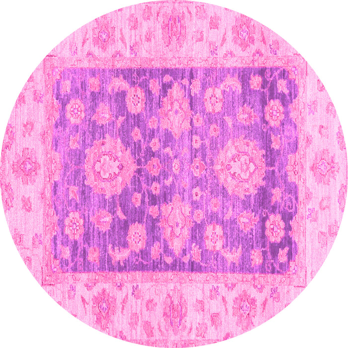 Round Oriental Pink Traditional Rug, abs3842pnk
