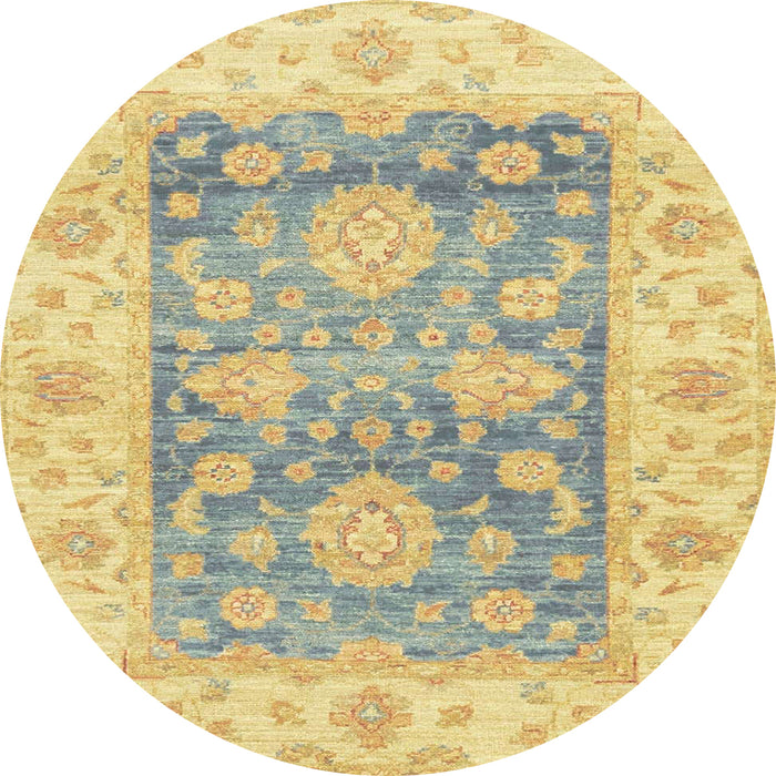 Round Abstract Copper Green Oriental Rug, abs3842