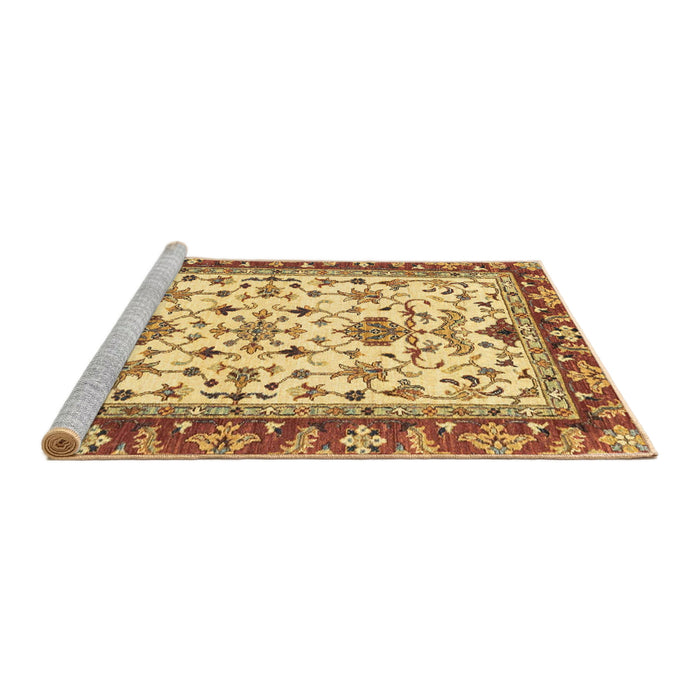 Sideview of Machine Washable Abstract Chrome Gold Yellow Rug, wshabs3843