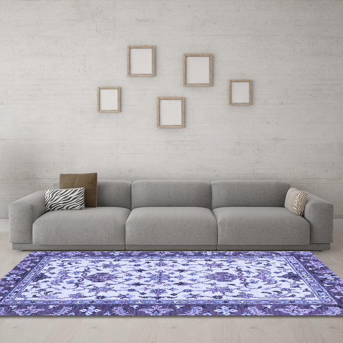 Machine Washable Abstract Blue Modern Rug in a Living Room, wshabs3843blu
