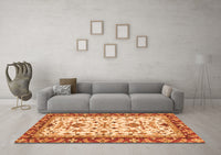 Machine Washable Abstract Orange Modern Rug, wshabs3843org