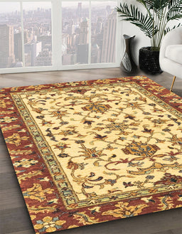 Abstract Chrome Gold Yellow Modern Rug in Family Room, abs3843