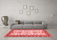 Machine Washable Abstract Red Modern Rug, wshabs3843red