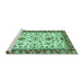 Sideview of Machine Washable Abstract Turquoise Modern Area Rugs, wshabs3843turq