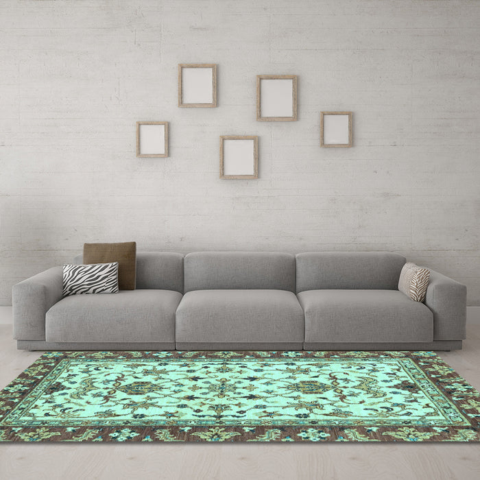 Machine Washable Abstract Light Blue Modern Rug in a Living Room, wshabs3843lblu