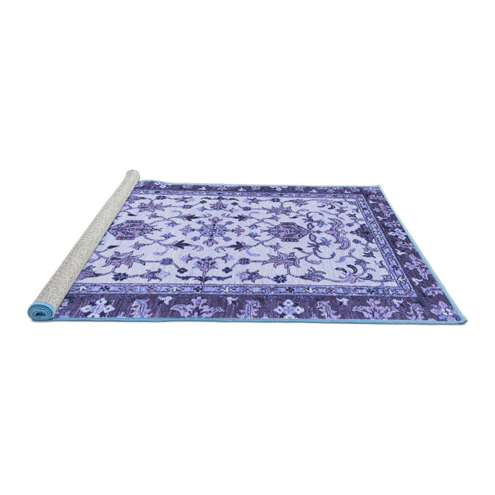 Sideview of Machine Washable Abstract Blue Modern Rug, wshabs3843blu