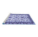 Sideview of Machine Washable Abstract Blue Modern Rug, wshabs3843blu