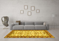 Machine Washable Abstract Yellow Modern Rug, wshabs3843yw