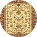 Round Abstract Chrome Gold Yellow Modern Rug, abs3843