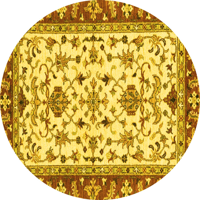 Round Machine Washable Abstract Yellow Modern Rug, wshabs3843yw