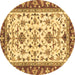 Round Abstract Brown Modern Rug, abs3843brn