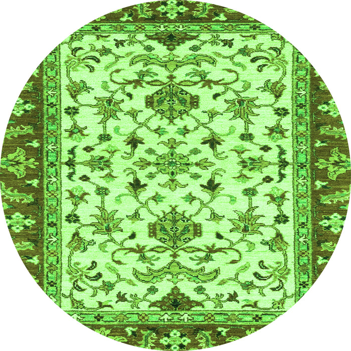 Round Machine Washable Abstract Green Modern Area Rugs, wshabs3843grn