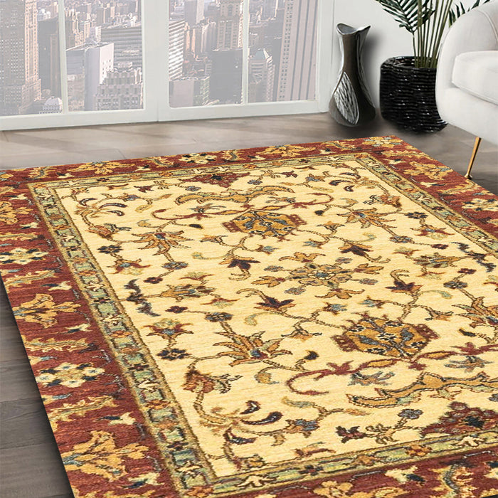 Machine Washable Abstract Chrome Gold Yellow Rug in a Family Room, wshabs3843