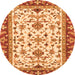 Round Machine Washable Abstract Orange Modern Area Rugs, wshabs3843org