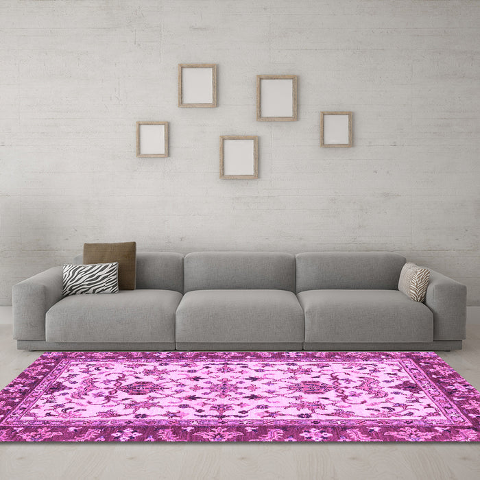 Machine Washable Abstract Purple Modern Area Rugs in a Living Room, wshabs3843pur