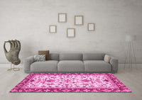 Machine Washable Abstract Pink Modern Rug, wshabs3843pnk