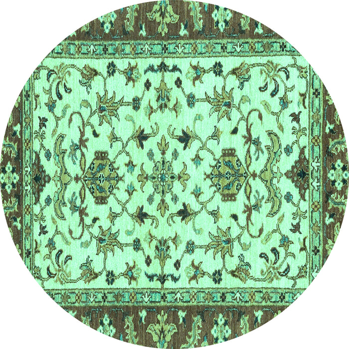 Round Machine Washable Abstract Turquoise Modern Area Rugs, wshabs3843turq