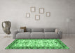 Machine Washable Abstract Emerald Green Modern Area Rugs in a Living Room,, wshabs3843emgrn