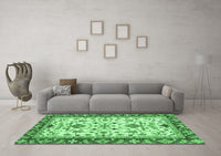 Machine Washable Abstract Emerald Green Modern Rug, wshabs3843emgrn