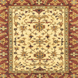 Square Machine Washable Abstract Chrome Gold Yellow Rug, wshabs3843
