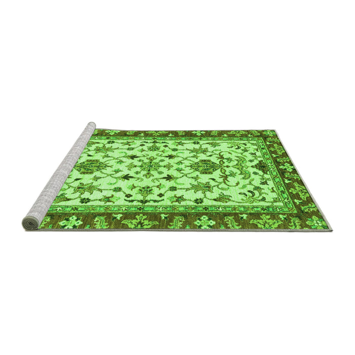 Sideview of Machine Washable Abstract Green Modern Area Rugs, wshabs3843grn