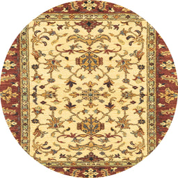 Round Machine Washable Abstract Chrome Gold Yellow Rug, wshabs3843