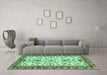 Machine Washable Abstract Turquoise Modern Area Rugs in a Living Room,, wshabs3843turq