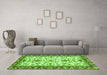 Machine Washable Abstract Green Modern Area Rugs in a Living Room,, wshabs3843grn