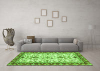 Machine Washable Abstract Green Modern Rug, wshabs3843grn