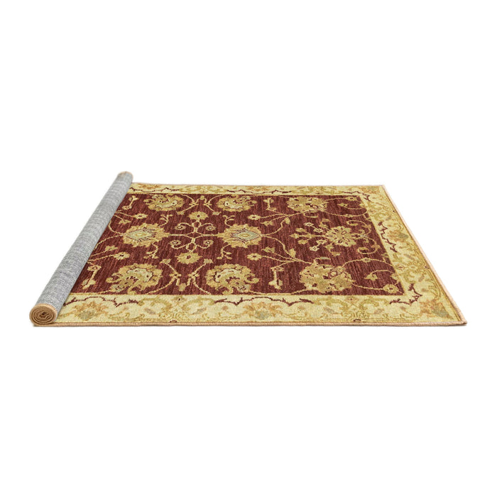 Sideview of Machine Washable Abstract Saffron Yellow Rug, wshabs3844