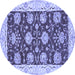 Round Machine Washable Abstract Blue Modern Rug, wshabs3844blu