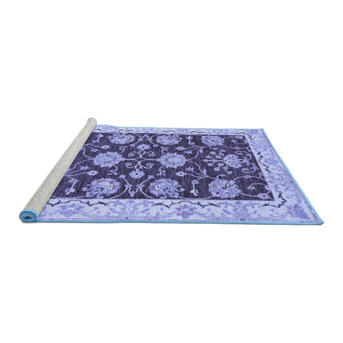Sideview of Machine Washable Abstract Blue Modern Rug, wshabs3844blu