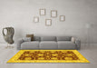 Machine Washable Abstract Yellow Modern Rug in a Living Room, wshabs3844yw