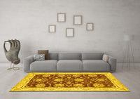 Machine Washable Abstract Yellow Modern Rug, wshabs3844yw