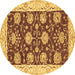 Round Machine Washable Abstract Brown Modern Rug, wshabs3844brn