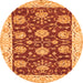 Round Abstract Orange Modern Rug, abs3844org