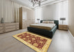 Abstract Saffron Yellow Modern Rug in a Bedroom, abs3844