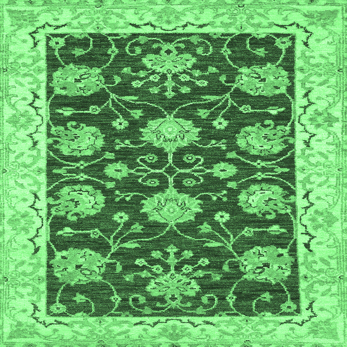 Square Machine Washable Abstract Emerald Green Modern Area Rugs, wshabs3844emgrn