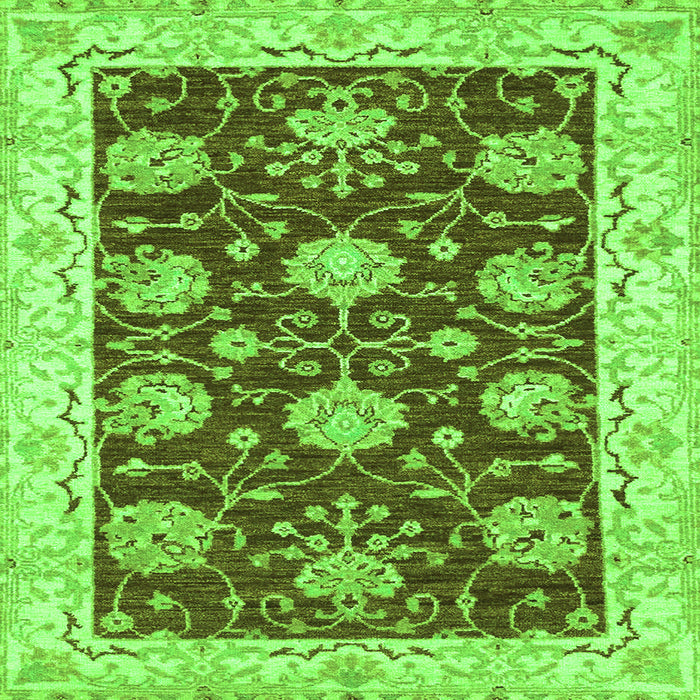 Square Machine Washable Abstract Green Modern Area Rugs, wshabs3844grn
