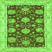 Square Machine Washable Abstract Green Modern Area Rugs, wshabs3844grn