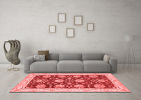 Machine Washable Abstract Red Modern Rug, wshabs3844red