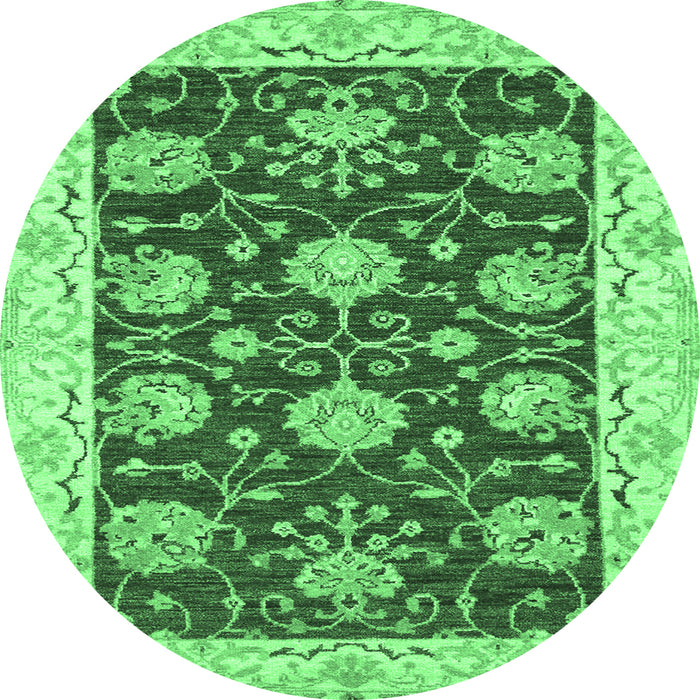 Round Abstract Emerald Green Modern Rug, abs3844emgrn