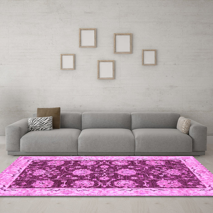 Machine Washable Abstract Purple Modern Area Rugs in a Living Room, wshabs3844pur