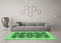 Machine Washable Abstract Emerald Green Modern Rug, wshabs3844emgrn