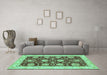 Machine Washable Abstract Turquoise Modern Area Rugs in a Living Room,, wshabs3844turq