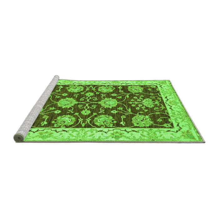 Sideview of Machine Washable Abstract Green Modern Area Rugs, wshabs3844grn